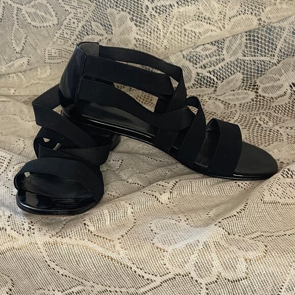 Stuart Weitzman elastic strap sandal in black. Size 6. Very comfortable. - Picture 1 of 6